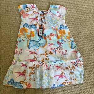 Vilebrequin White Girls Sundress with Blue, Orange & Pink Floral Print